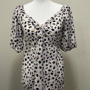 Cato NWT bright white leopard print, scrunched front, ruched back, small